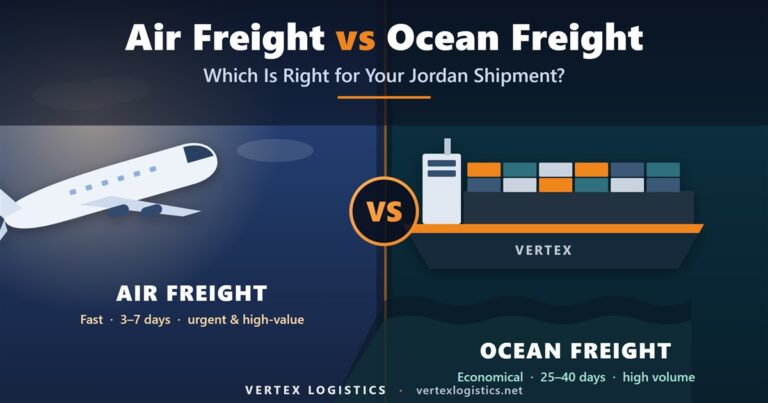 Air freight vs ocean freight — which is right for your Jordan shipment | Vertex Logistics